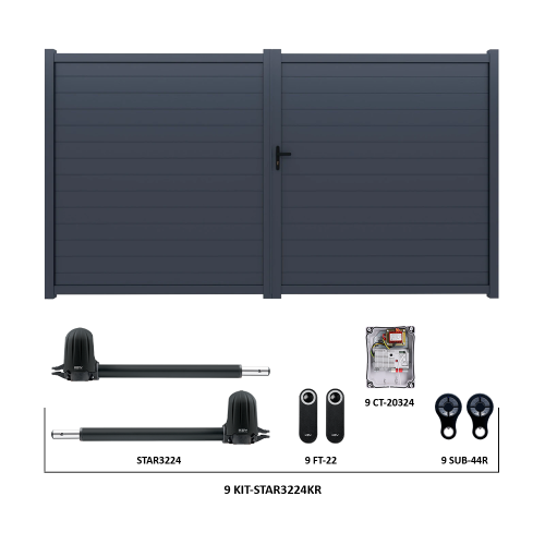 Křídlová brána, hliníková, 4000 x 1788 mm s pohonem STAR3224KR